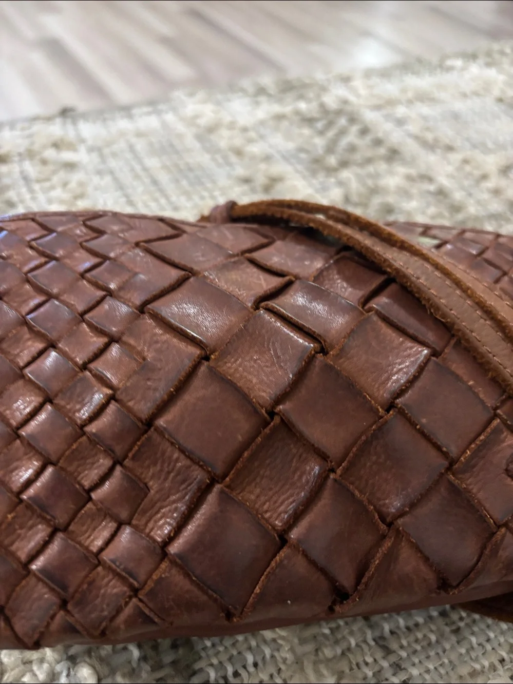 Leather Brown Woven  Bohemian Crossbody Bag‎